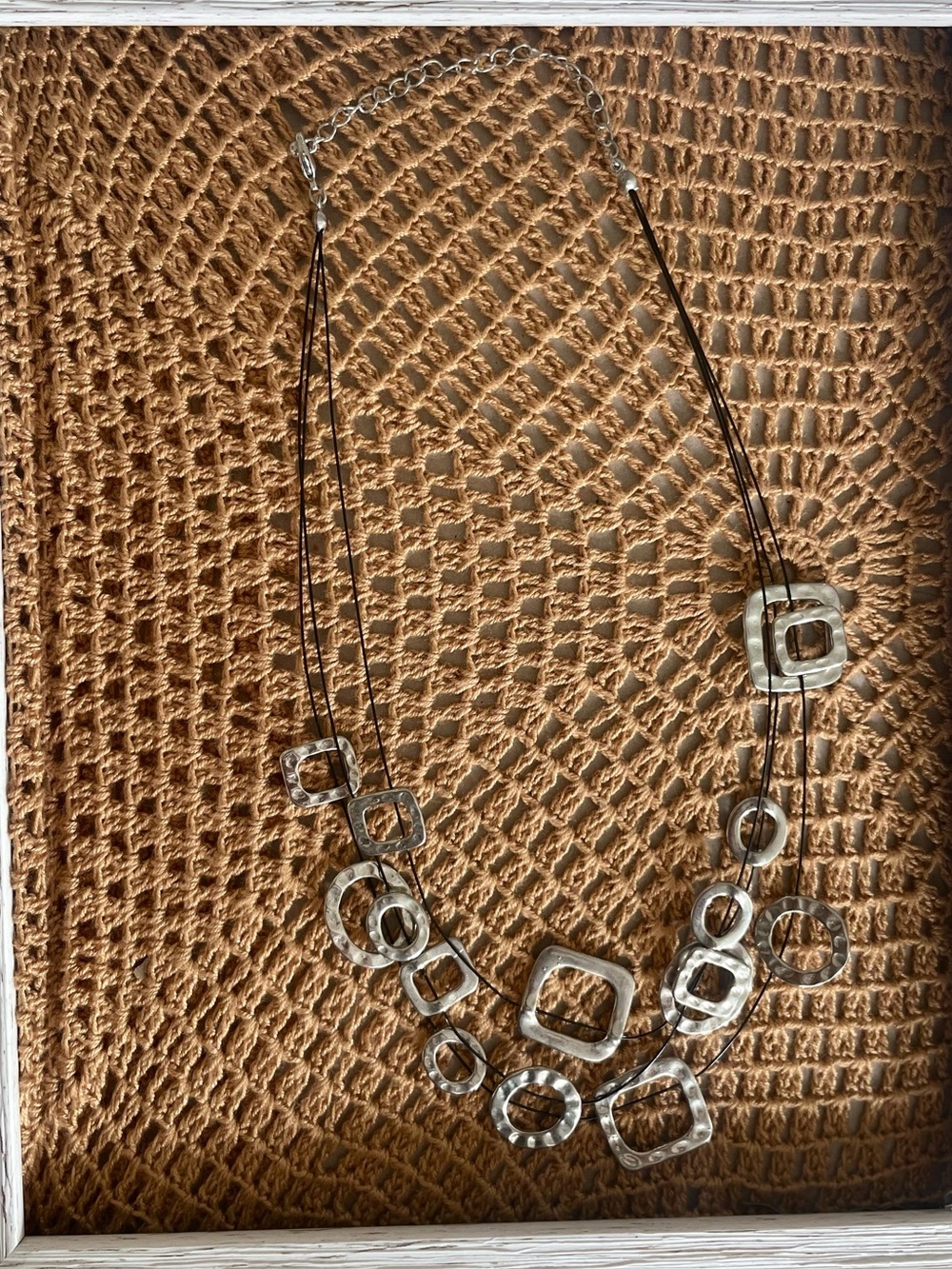 Multi-Strand Silver Geometric Necklace